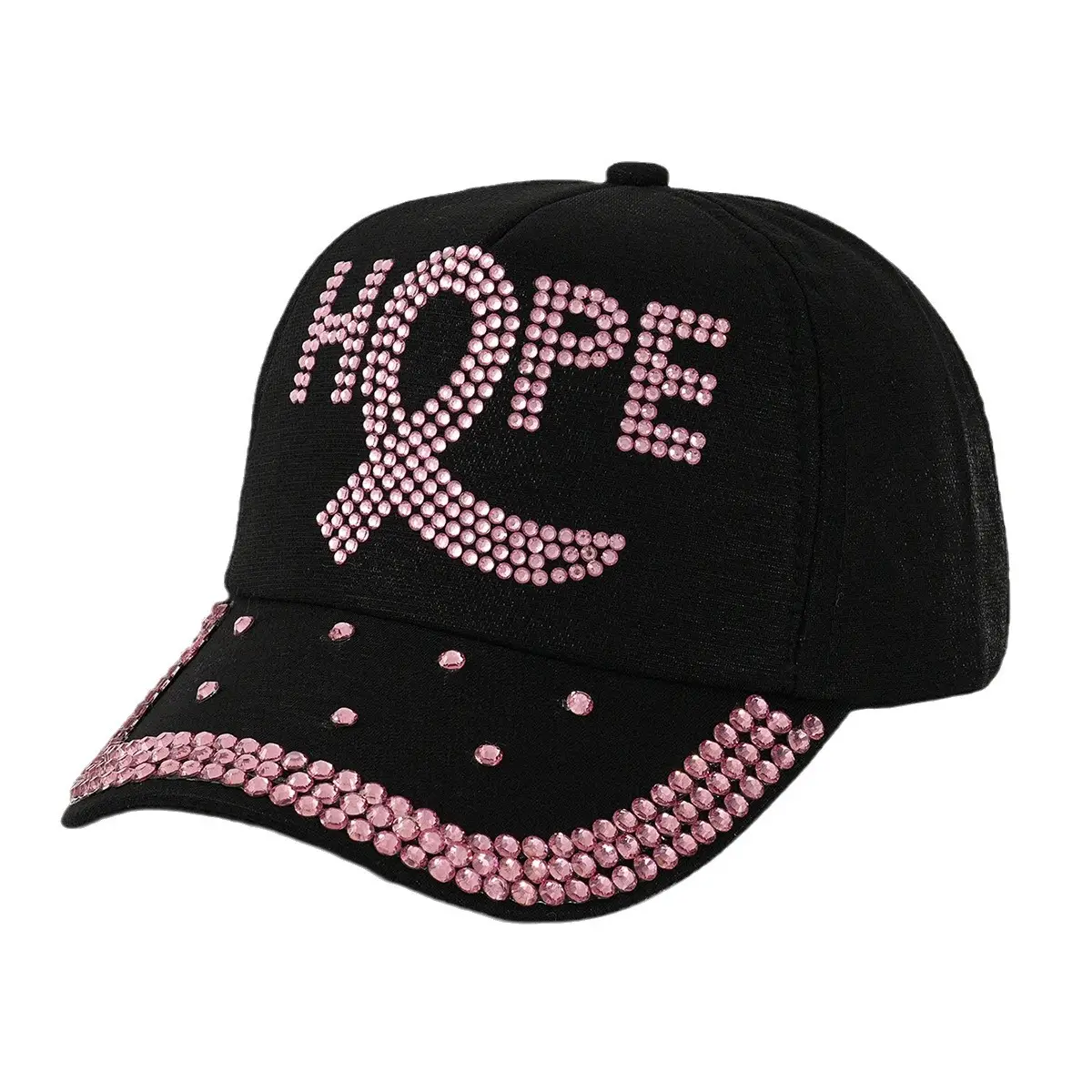 Hope Cap with Diamond Embroidery White Black Pink - Image 6