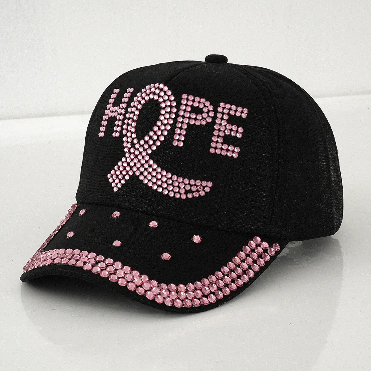 Hope Cap with Diamond Embroidery White Black Pink - Image 2