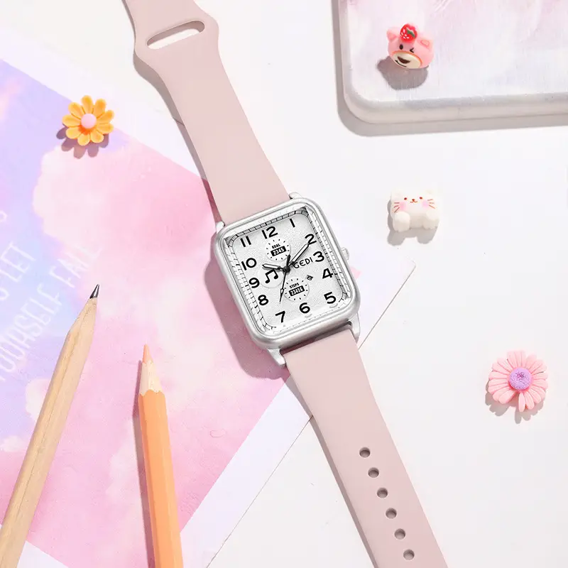 Women's White Digital Analog Watch with Silicone Band