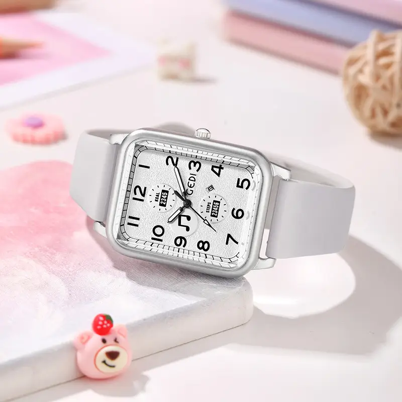 Women's White Digital Analog Watch with Silicone Band