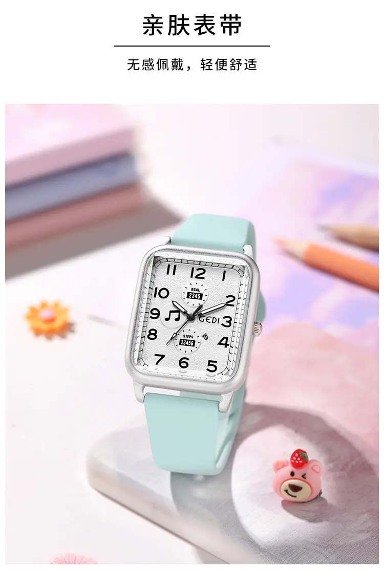 Women's White Digital Analog Watch with Silicone Band — feature 4