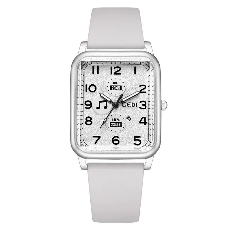 Women's White Digital Analog Watch with Silicone Band