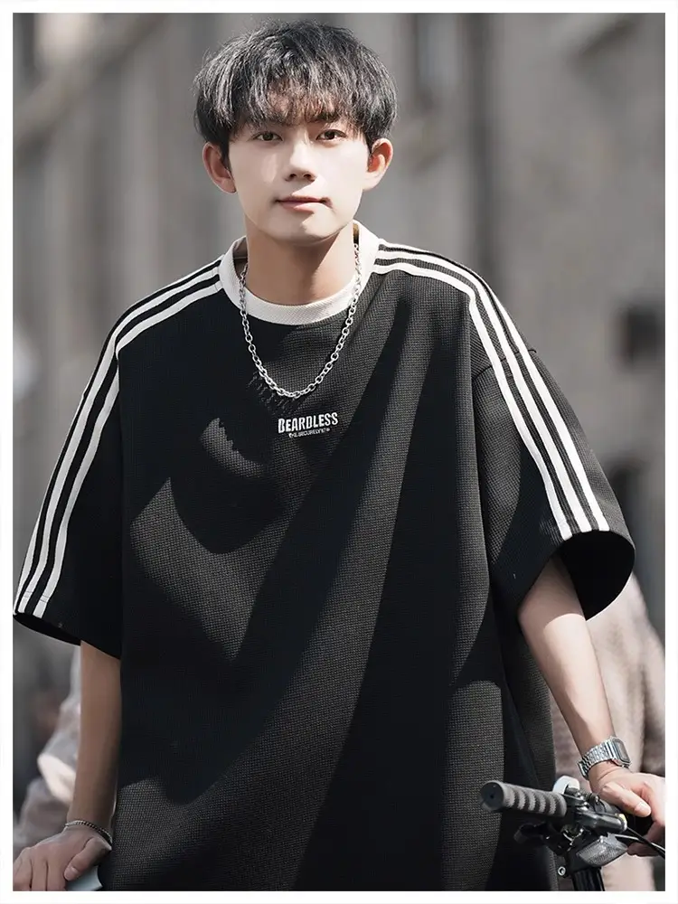 Men Striped White T-Shirt Summer Wear American Retro — feature 11
