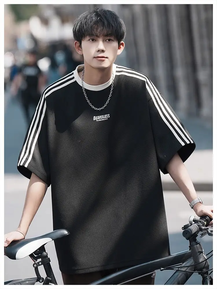 Men Striped White T-Shirt Summer Wear American Retro — feature 12
