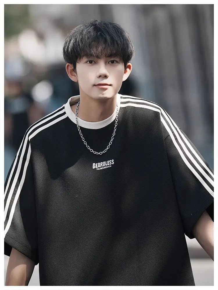 Men Striped White T-Shirt Summer Wear American Retro — feature 13