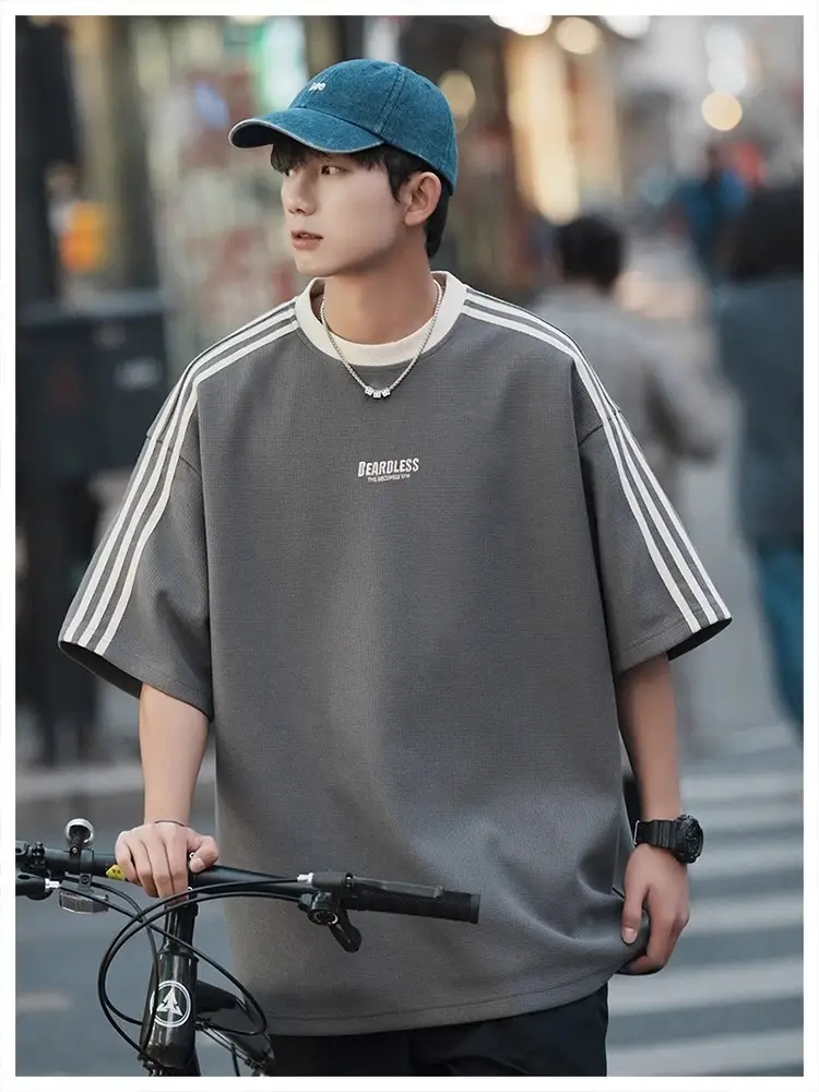 Men Striped White T-Shirt Summer Wear American Retro — feature 14