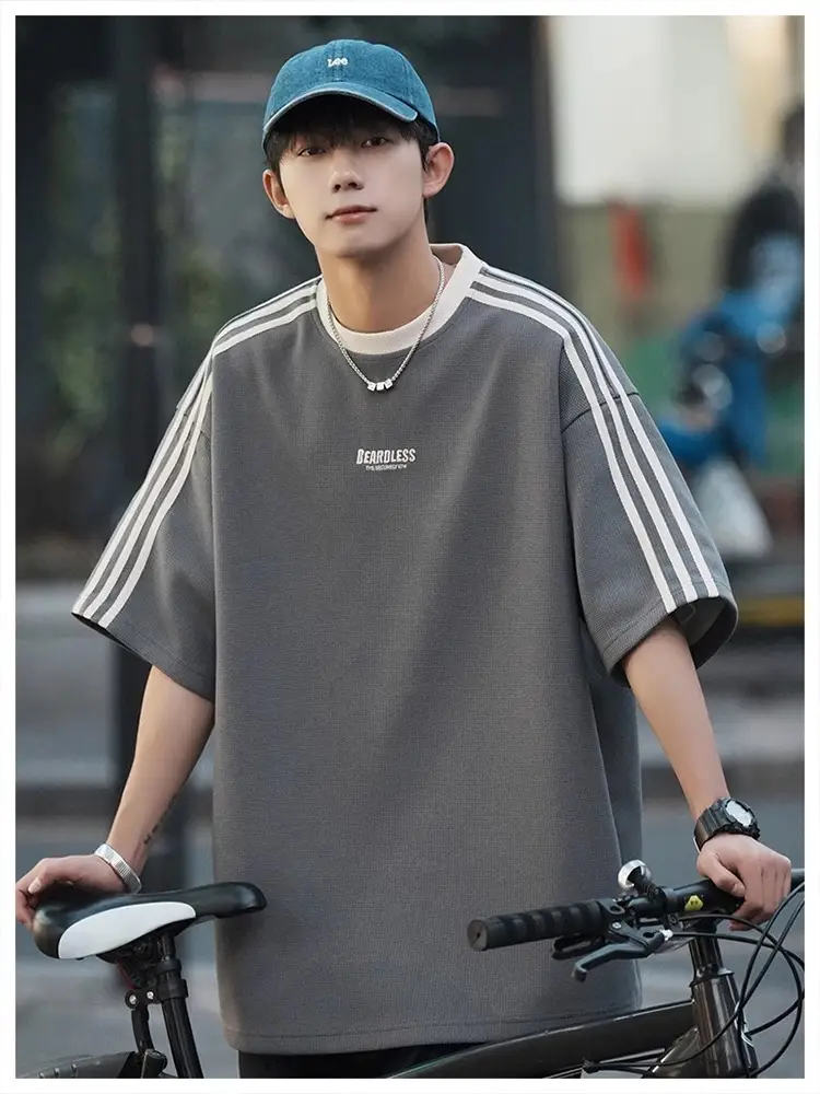 Men Striped White T-Shirt Summer Wear American Retro — feature 15