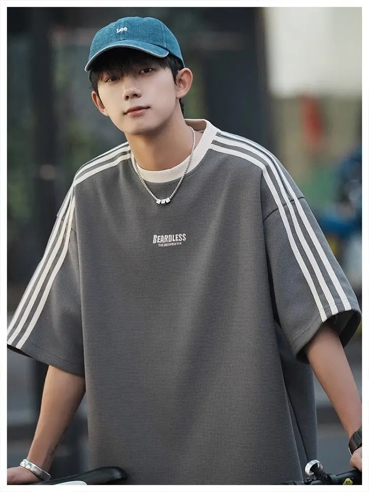 Men Striped White T-Shirt Summer Wear American Retro — feature 16