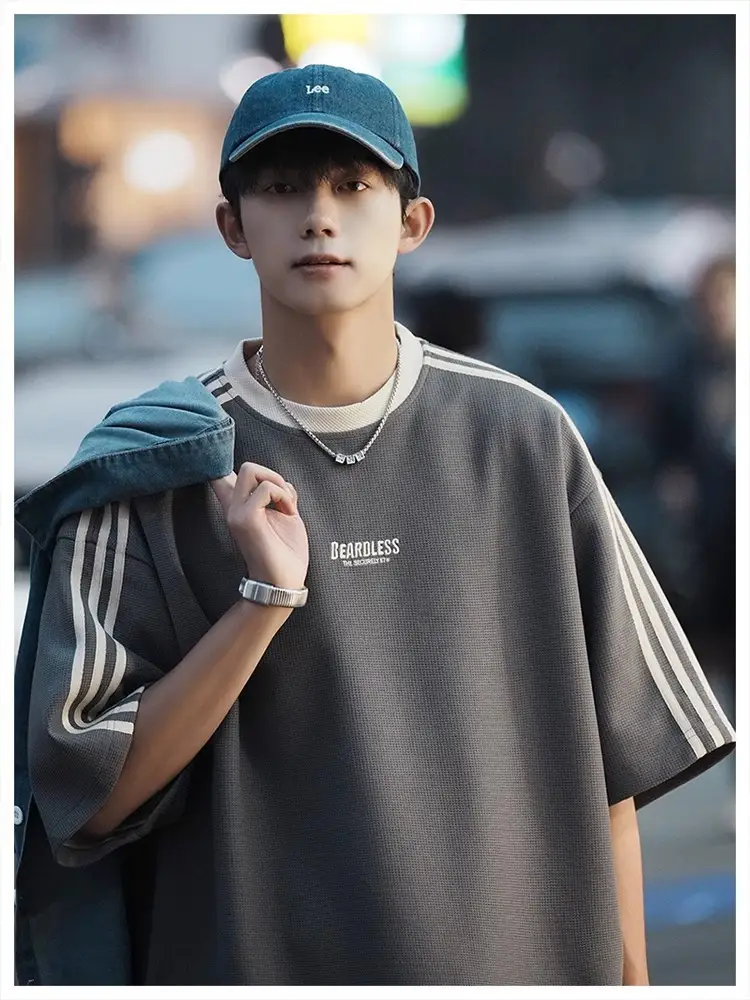 Men Striped White T-Shirt Summer Wear American Retro — feature 18