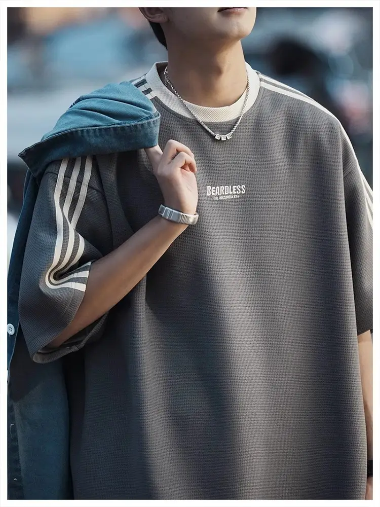 Men Striped White T-Shirt Summer Wear American Retro — feature 19