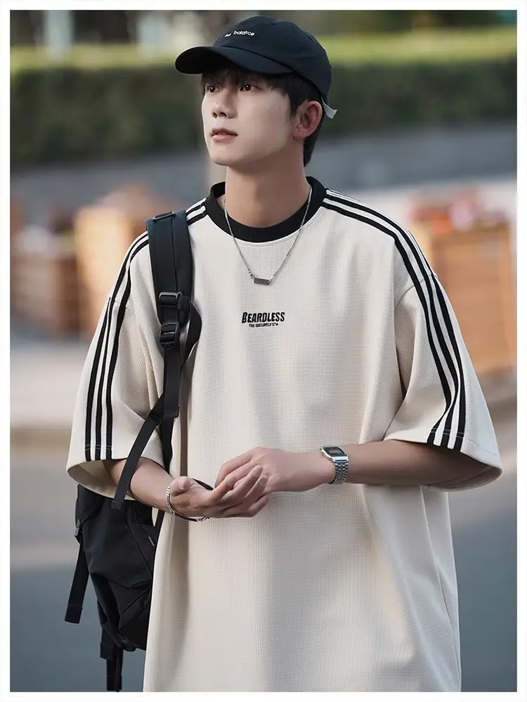 Men Striped White T-Shirt Summer Wear American Retro — feature 23
