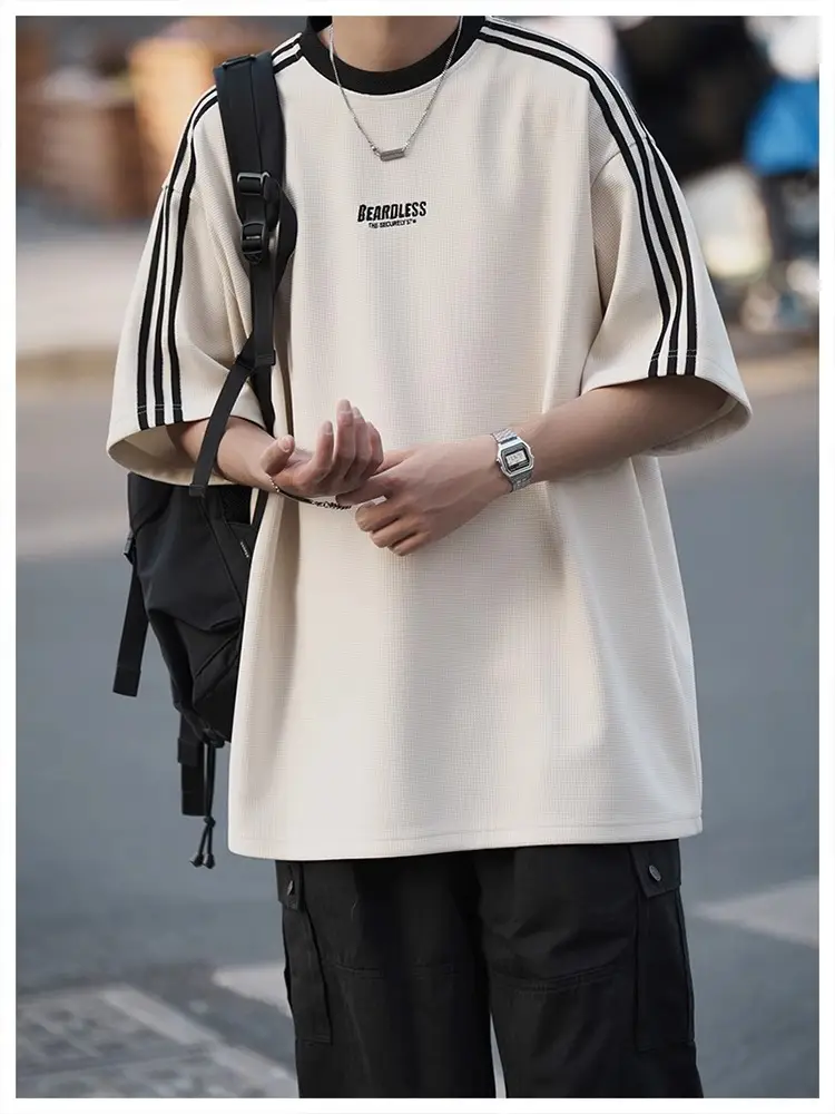 Men Striped White T-Shirt Summer Wear American Retro — feature 24