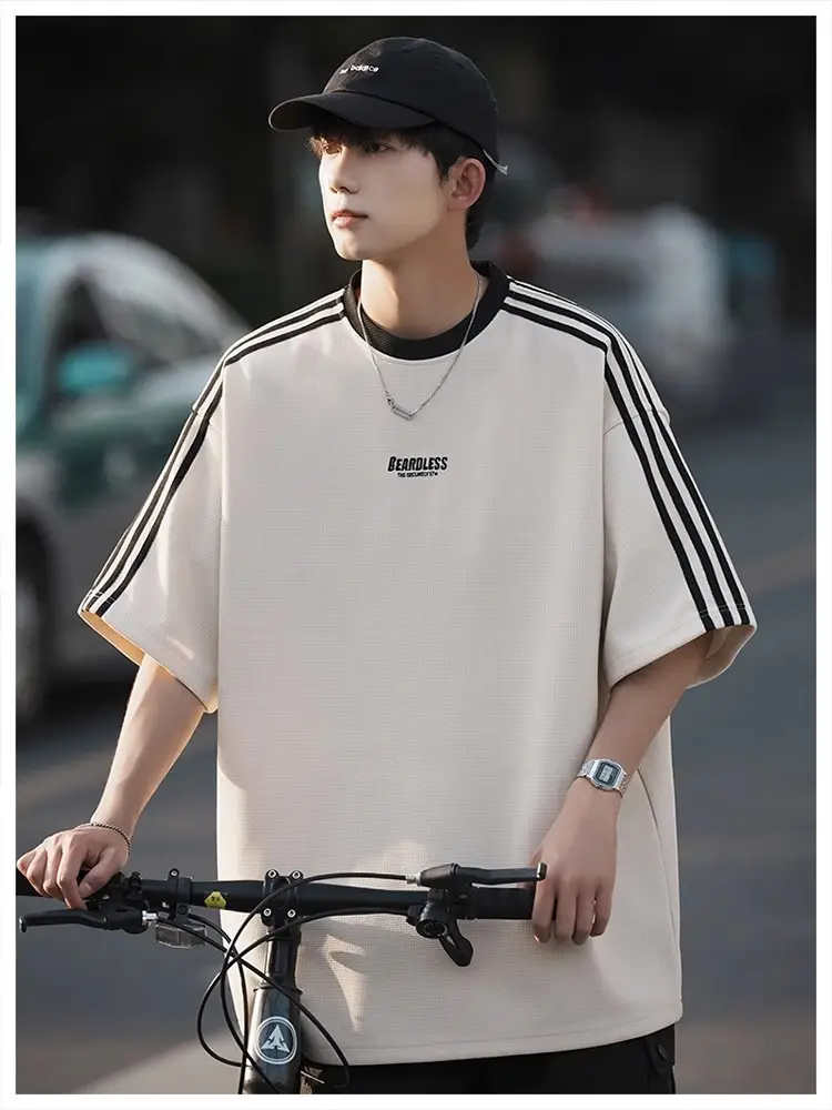 Men Striped White T-Shirt Summer Wear American Retro — feature 25