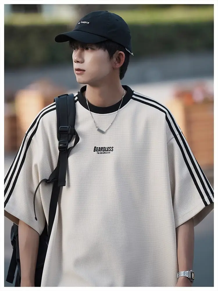 Men Striped White T-Shirt Summer Wear American Retro — feature 26