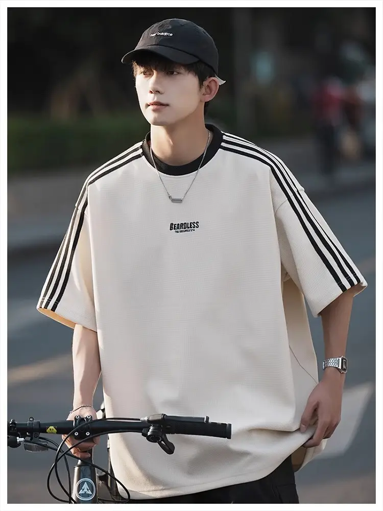 Men Striped White T-Shirt Summer Wear American Retro — feature 27