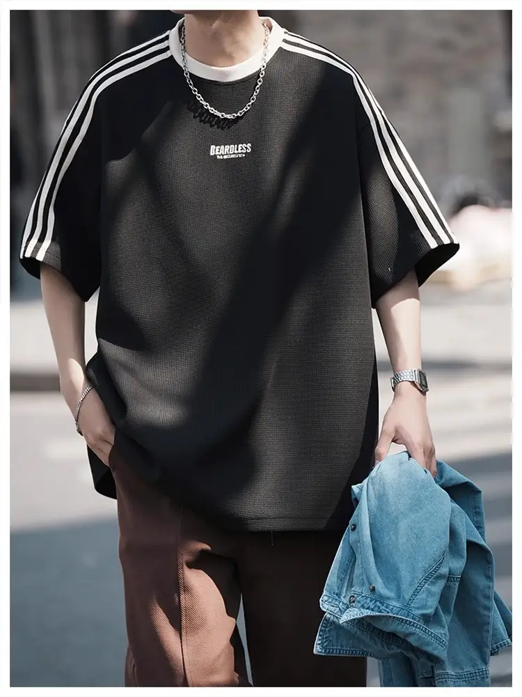 Men Striped White T-Shirt Summer Wear American Retro — feature 6