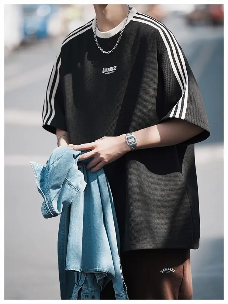 Men Striped White T-Shirt Summer Wear American Retro — feature 7