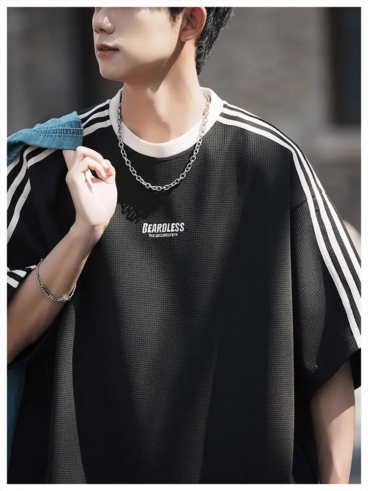 Men Striped White T-Shirt Summer Wear American Retro — feature 9