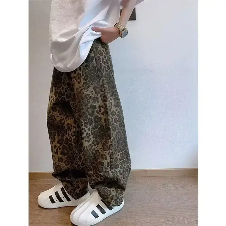 Men Leopard Print Wide Leg Pants Spring Autumn — feature 10
