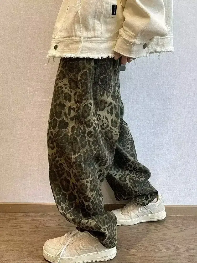 Men Leopard Print Wide Leg Pants Spring Autumn — feature 5