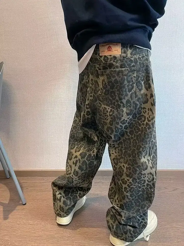 Men Leopard Print Wide Leg Pants Spring Autumn — feature 7