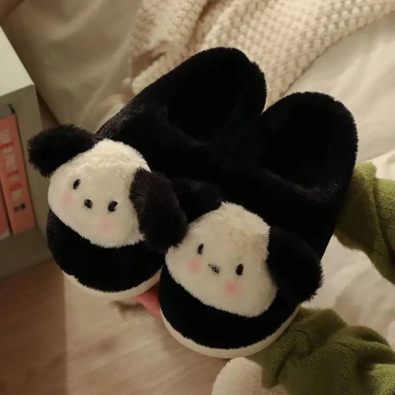 Mao Mao Cute Cotton Slippers Girls Parchal Dog Indoor Home Thick Bottom Warm Thick Warm Outer Wear Slippers Winter