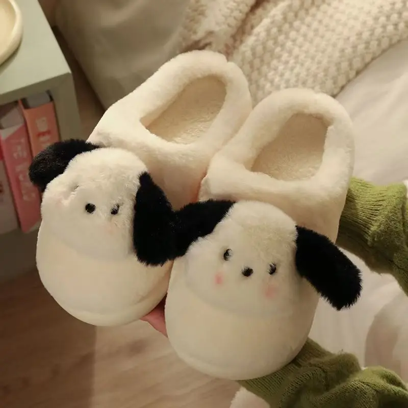 Mao Mao Cute Cotton Slippers Girls Parchal Dog Indoor Home Thick Bottom Warm Thick Warm Outer Wear Slippers Winter