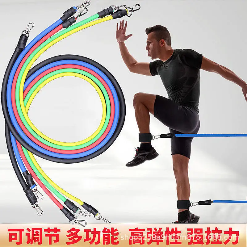 TPE tension rope suit 11-piece set one-word tension belt home fitness training tension device men's and women's resistance device - Image 3