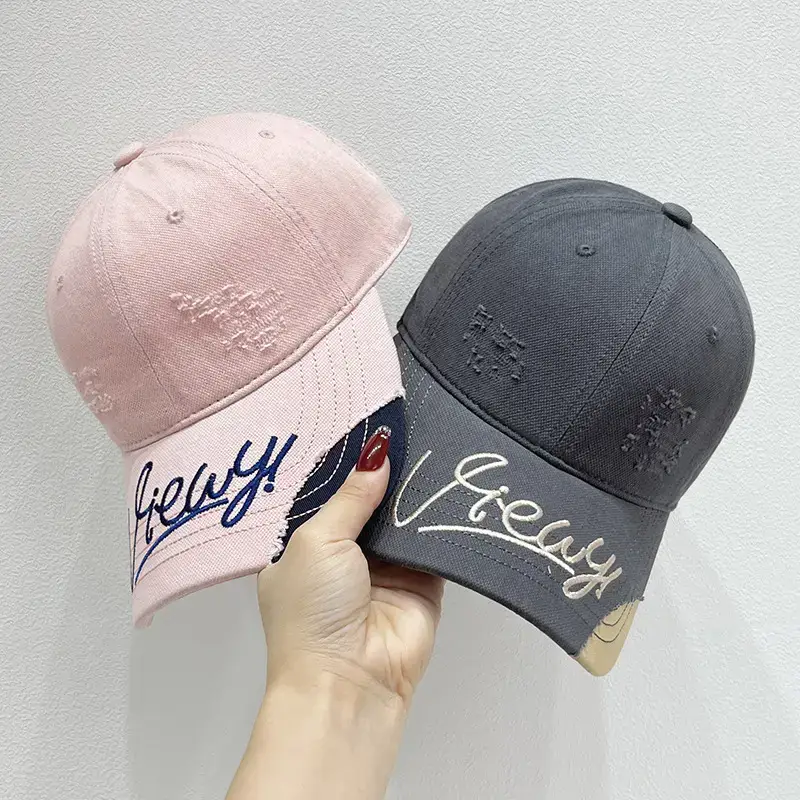 Women's Korean Style Embroidered Baseball Cap Beige Brown - Image 10