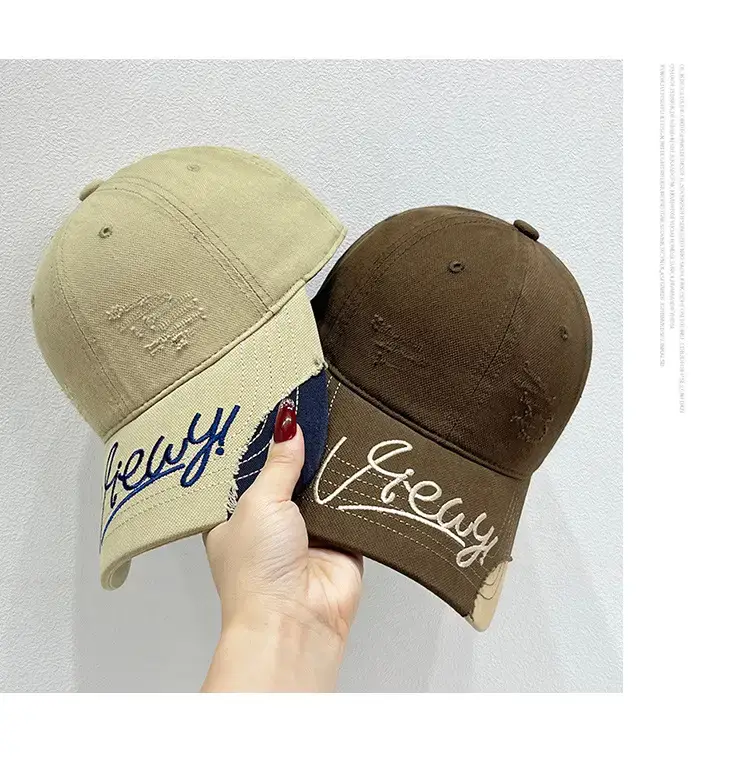 Women's Korean Style Embroidered Baseball Cap Beige Brown — feature 10