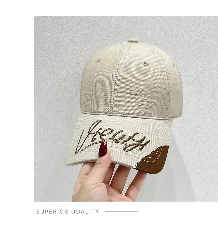 Women's Korean Style Embroidered Baseball Cap Beige Brown — feature 9