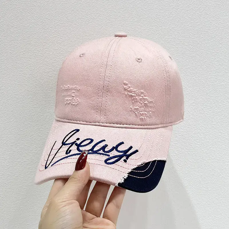 Women's Korean Style Embroidered Baseball Cap Beige Brown - Image 3
