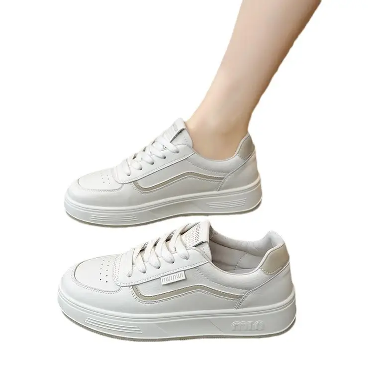 Women White Lace-Up Thick Sole Casual Shoes 2024 - Image 7
