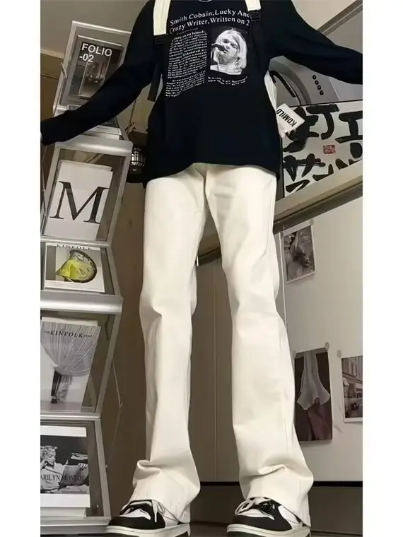Men's Pure White Slim Fit Slim Fit Trousers