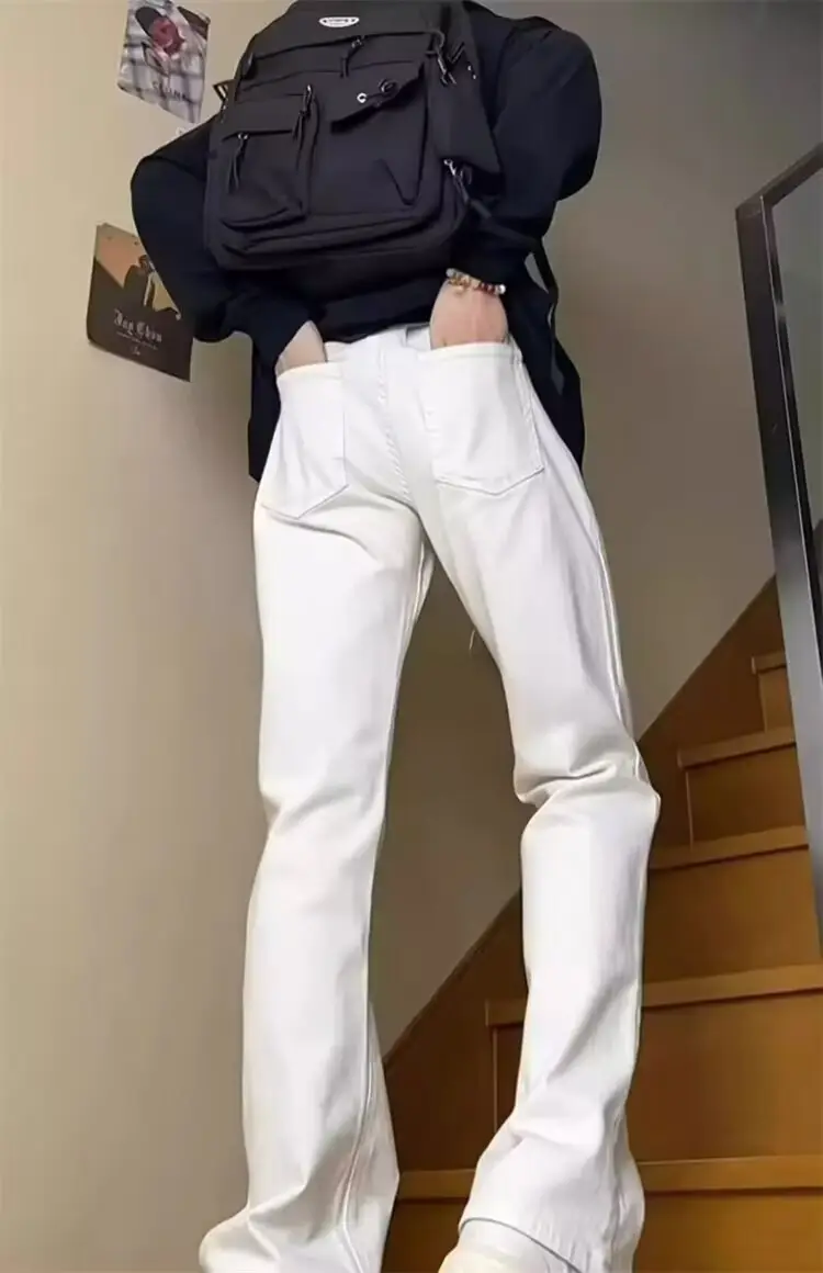 Men's Pure White Slim Fit Slim Fit Trousers — feature 3