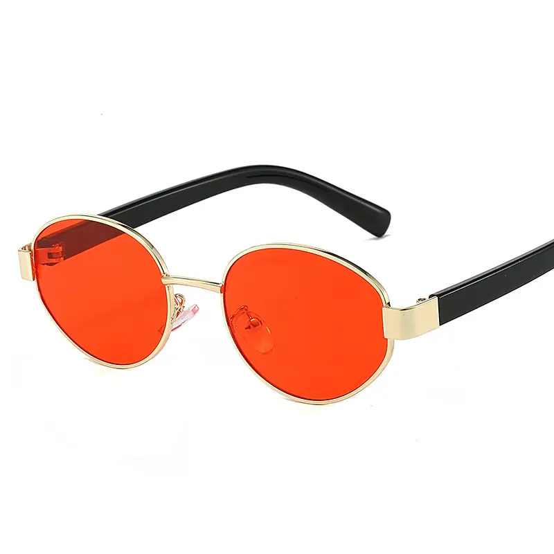 Golden Red Metal Sunglasses for Women Y2K Street Fashion