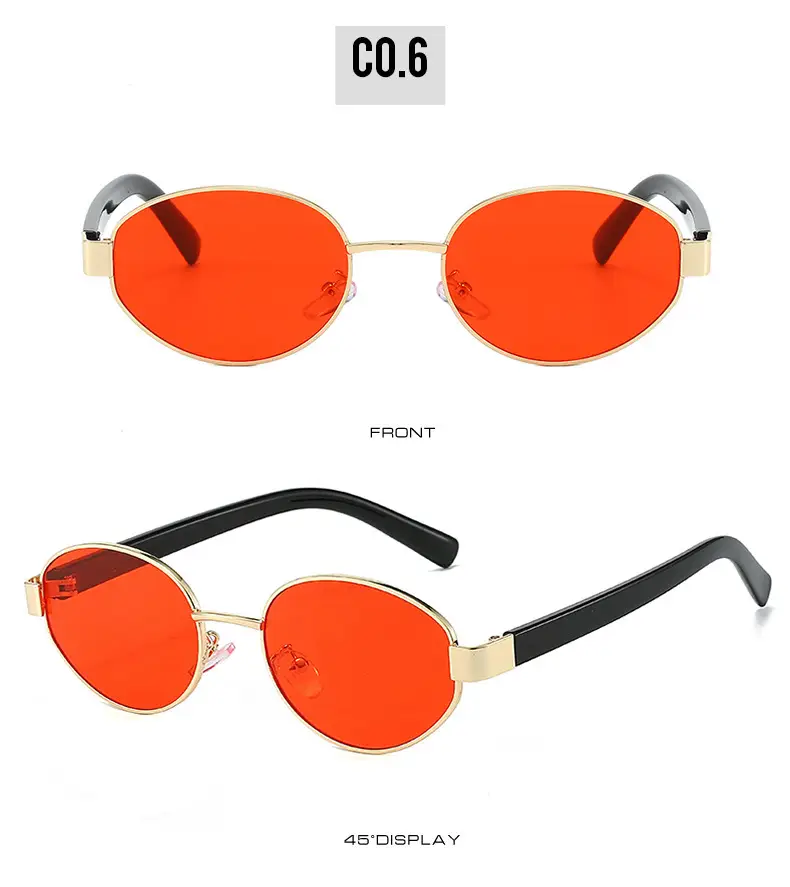 Golden Red Metal Sunglasses for Women Y2K Street Fashion — feature 24