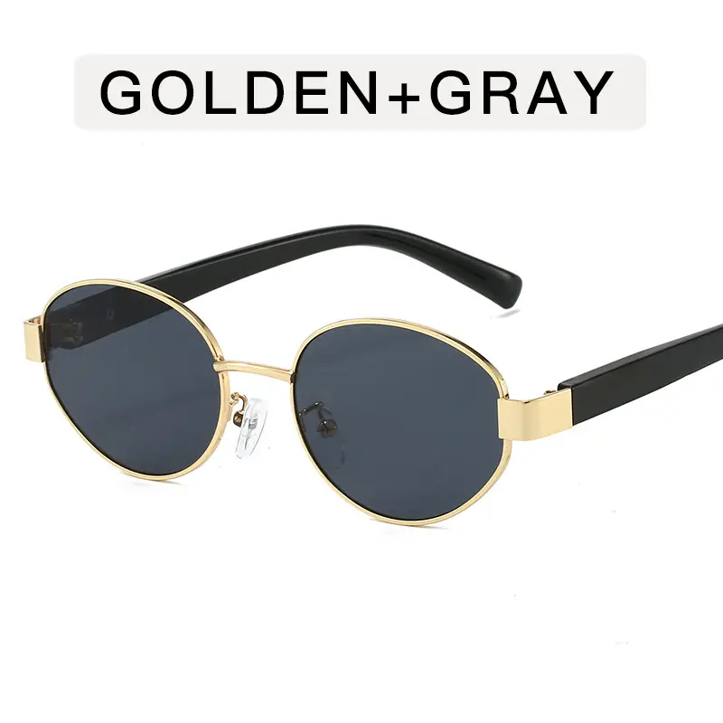 Golden Red Metal Sunglasses for Women Y2K Street Fashion