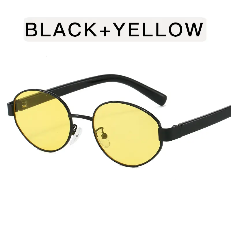 Golden Red Metal Sunglasses for Women Y2K Street Fashion