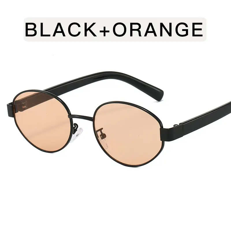 Golden Red Metal Sunglasses for Women Y2K Street Fashion