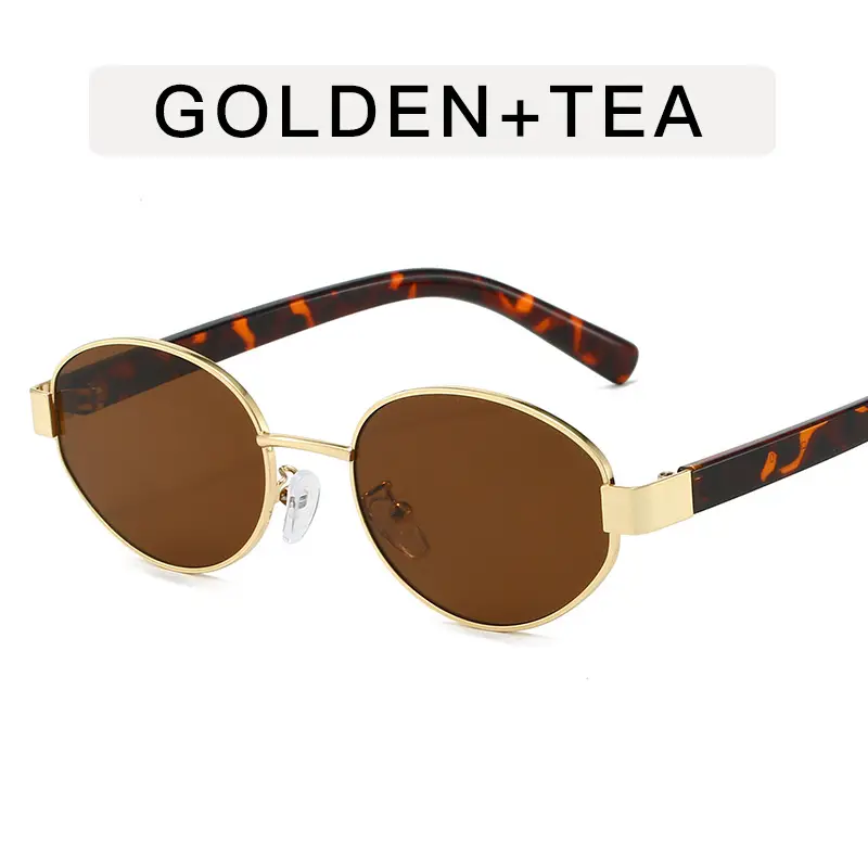 Golden Red Metal Sunglasses for Women Y2K Street Fashion