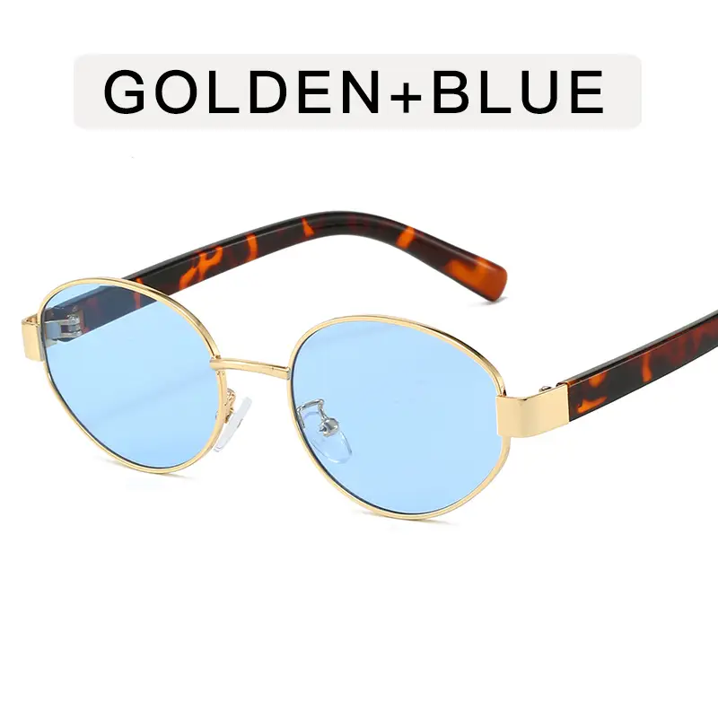 Golden Red Metal Sunglasses for Women Y2K Street Fashion