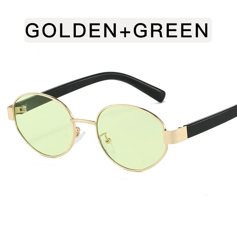 Golden Red Metal Sunglasses for Women Y2K Street Fashion