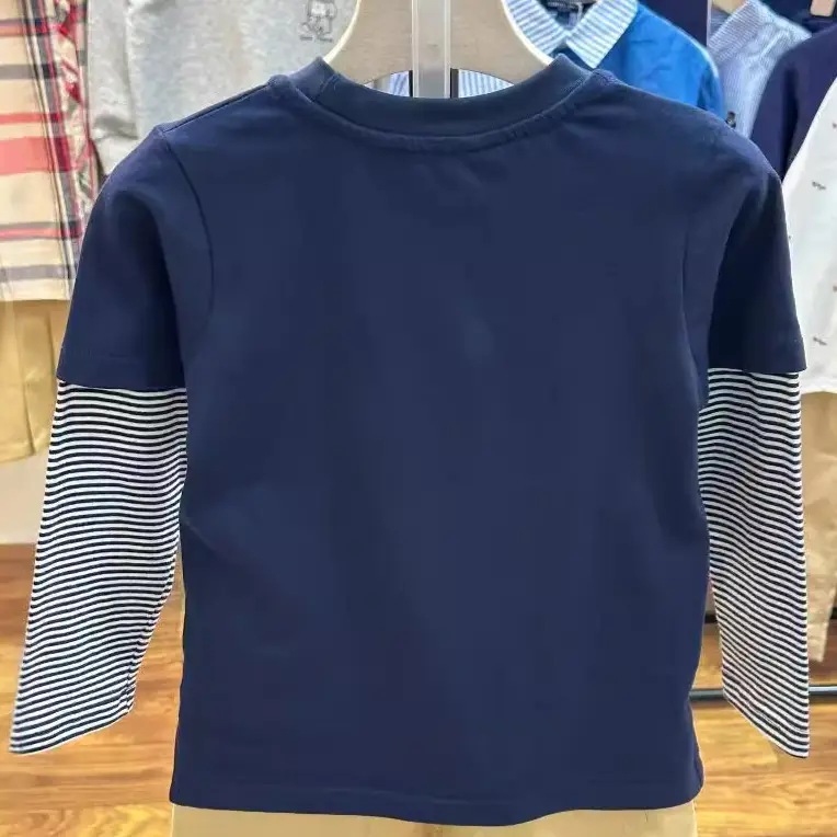 New Spring Boys T-Shirt Navy Blue T-Bear Embroidered Large - Image 5
