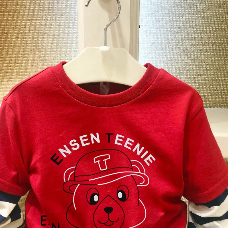 New Spring Boys T-Shirt Navy Blue T-Bear Embroidered Large — feature 7