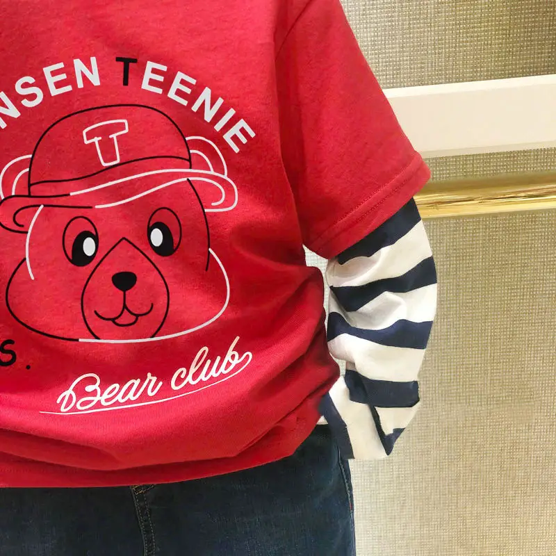 New Spring Boys T-Shirt Navy Blue T-Bear Embroidered Large — feature 9