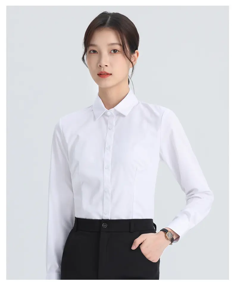 White Shirt Women's Long Sleeve Spring and Autumn New Professional Dress Shirt Elegant Korean Style Work Clothes Slim Fit Inner Top — feature 14