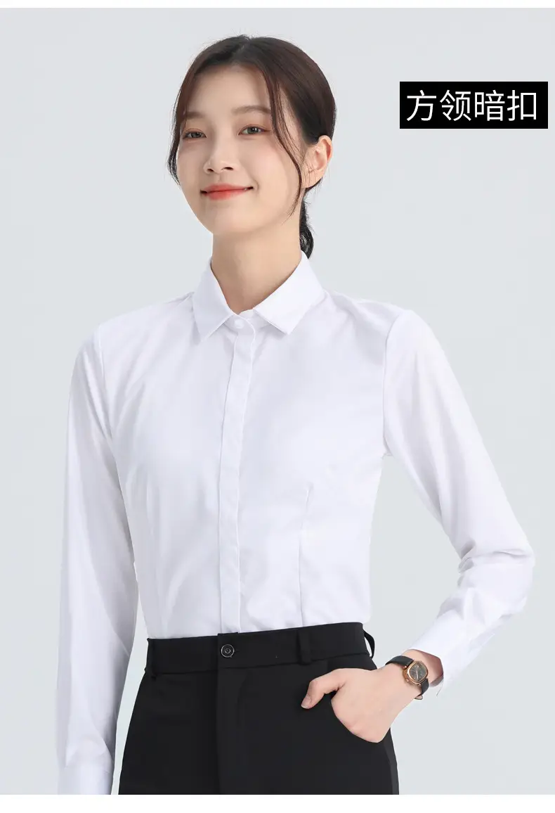 White Shirt Women's Long Sleeve Spring and Autumn New Professional Dress Shirt Elegant Korean Style Work Clothes Slim Fit Inner Top — feature 8