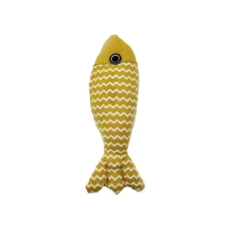 Funny cat linen fish toy self-hi with catnip fish pet catnip toy catnip hand bite toy