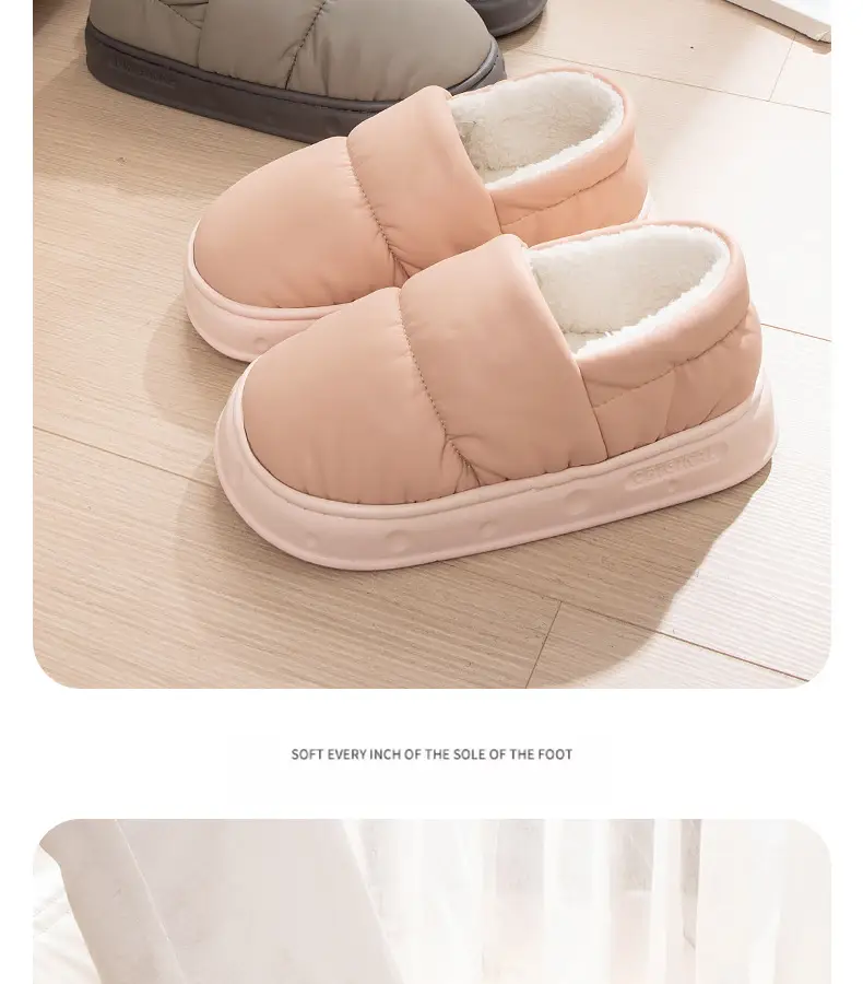 Cotton Slippers with Heel for Men's Winter Waterproof Thick-soled Shit Feeling Couple's Household Indoor Warm Wearing Cotton Slippers for Women — feature 15